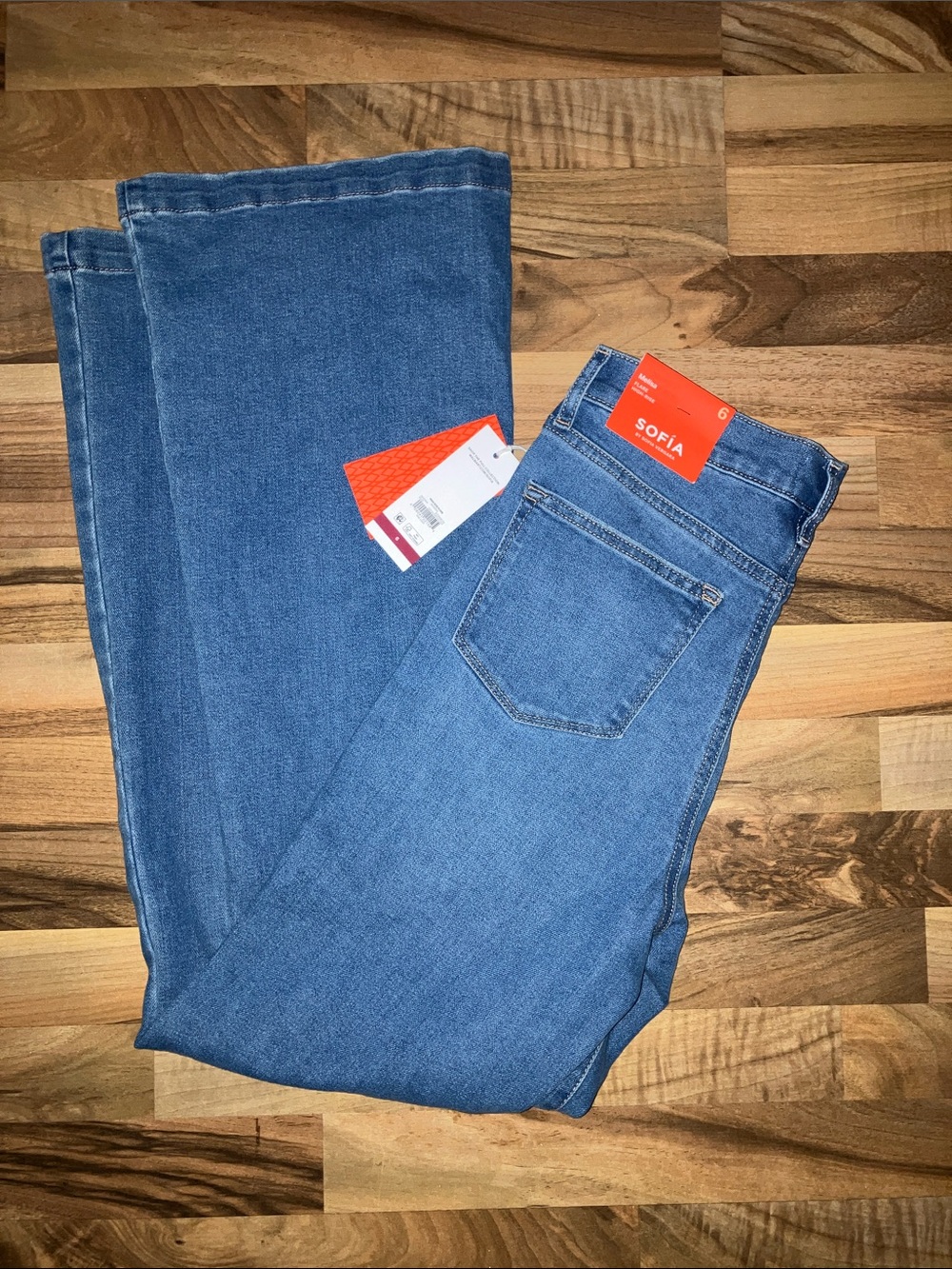 Sofia by Sofia Vergara Blue luxe vintage high rise flare Womens Sz 6